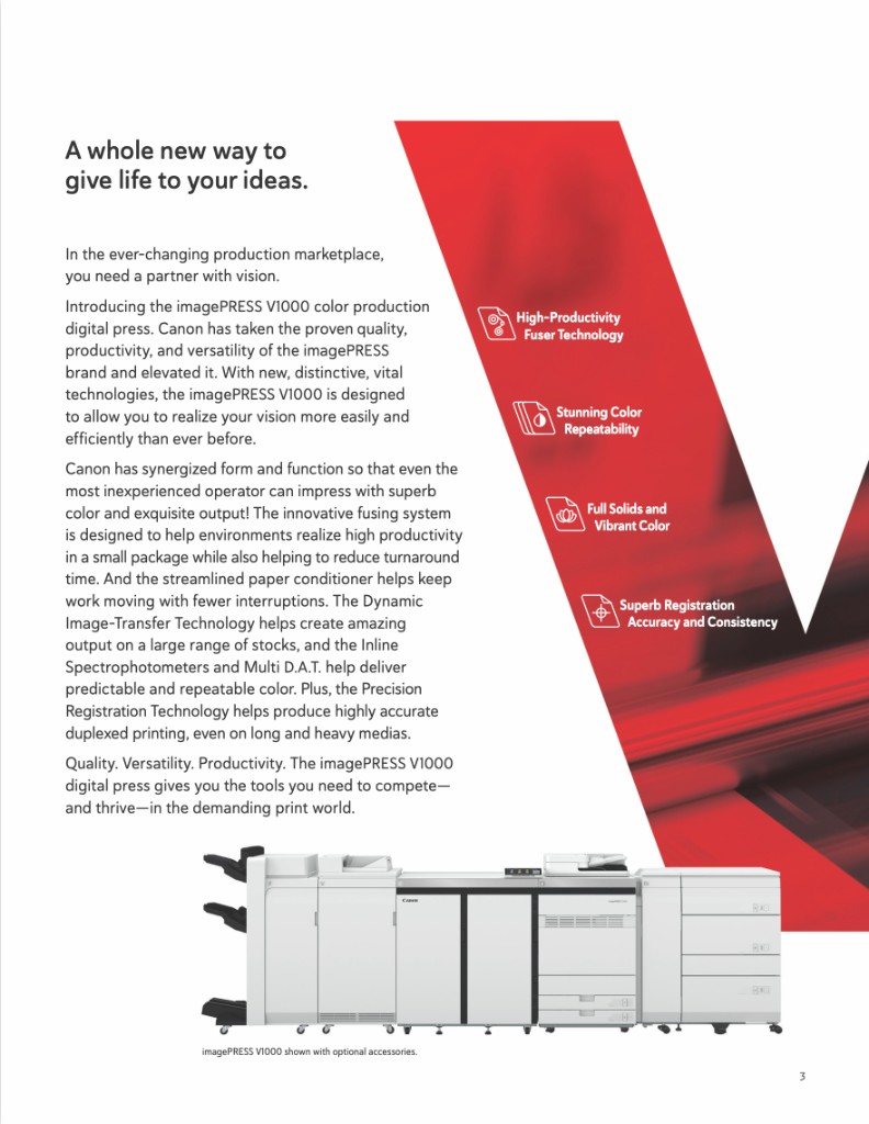 Canon imagePRESS V1000 production control overview