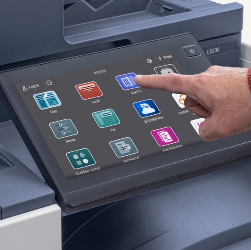 Xerox® AltaLink® ConnectKey control panel with Scan To and Auto-Redaction apps
