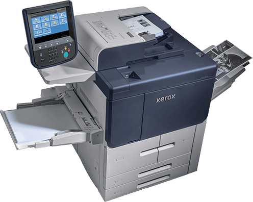 Xerox® PrimeLink® B9100 Series production press with inline feeding and finishing modules